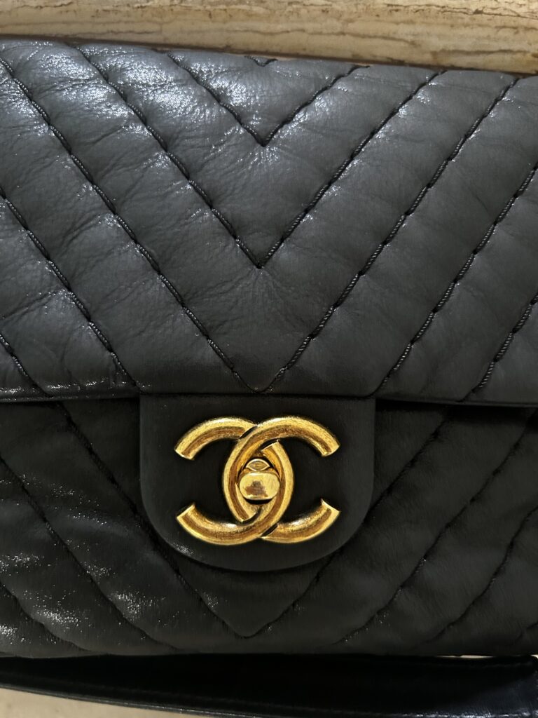 Chanel turn lock iridescent chevron