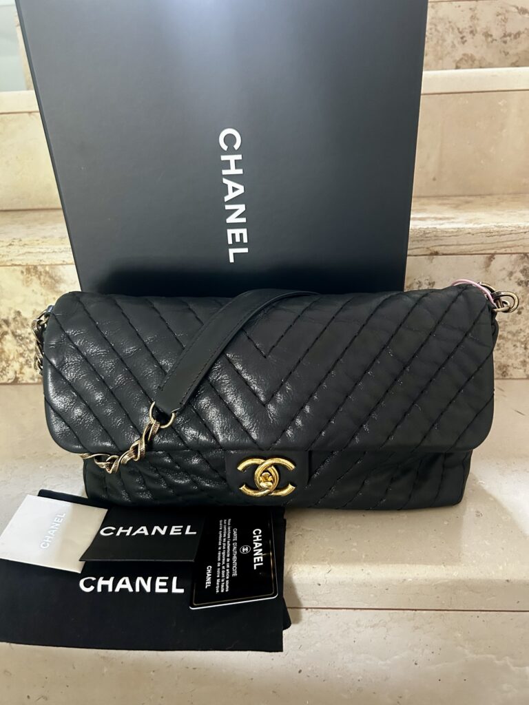 Chanel turn lock iridescent chevron